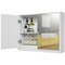 White MDF Double Mirrored Wall Cabinet with Hidden Storage and Modern Design